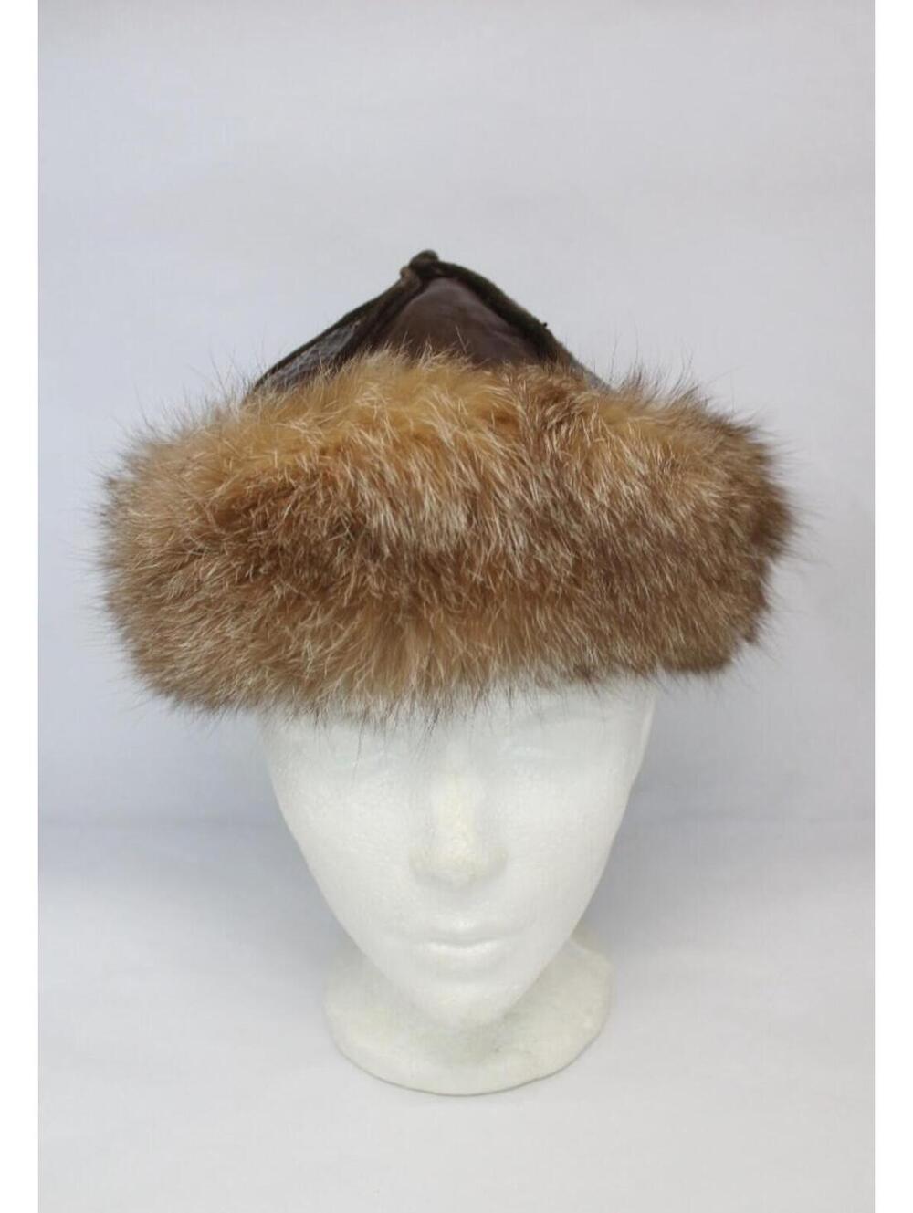 Excellent Crystal Fox & Leather Fur Hat Women Woman Size 20.5"